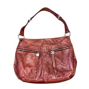 Perlina New York Genuine Leather Handbag Purse Soft Subtle Pocketbook Great Cond